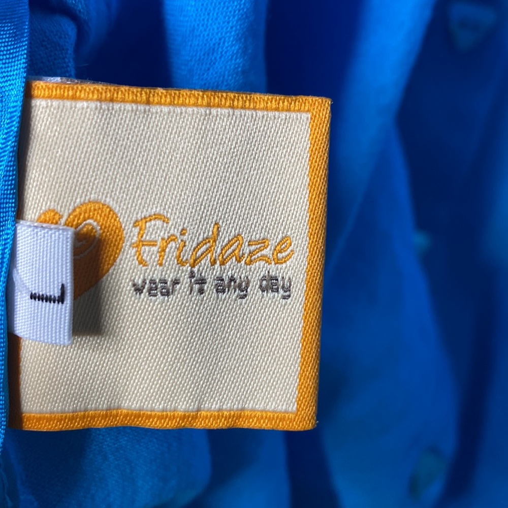 Fridaze 100% Linen Roll Tab Button Up Turquoise S… - image 6